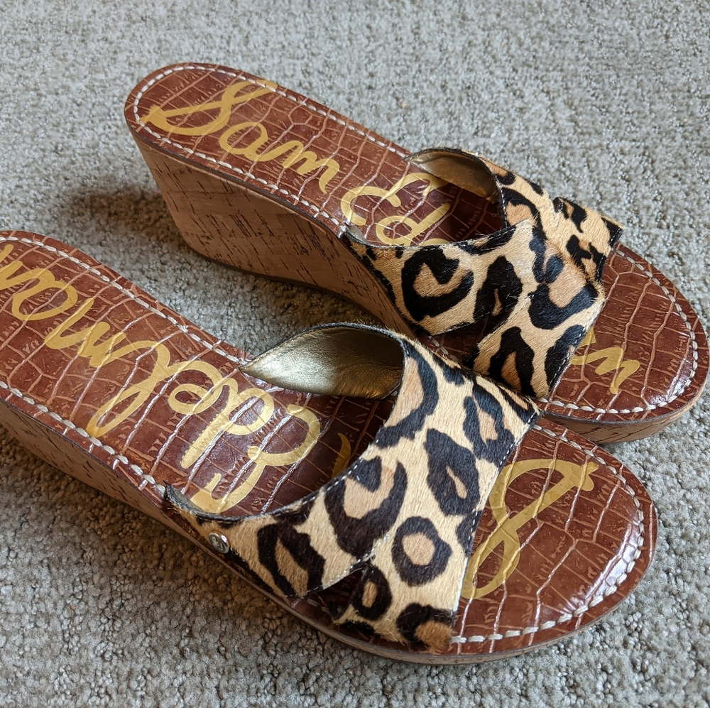 Sam Edelman Cheetah Wedge Sandals size 10.5